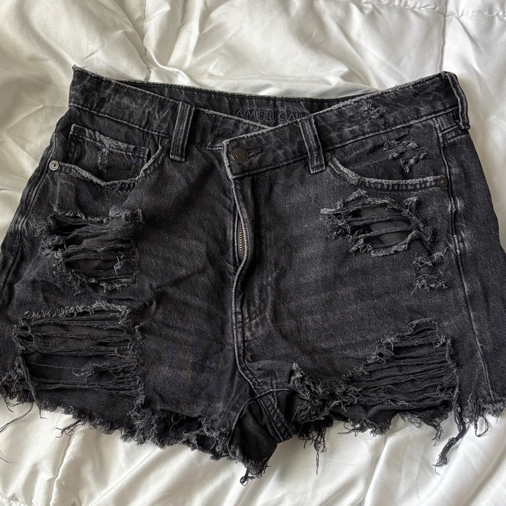 American Eagle Outfitters Charcoal Distressed Jean Shorts